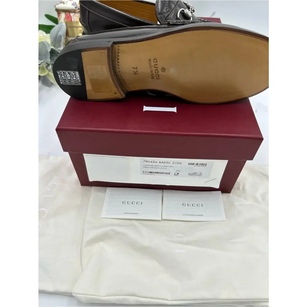 Men's Gucci KAVEH GG embossed leather loafers size 7.5 fits 8 US made in Italy